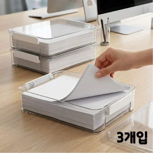 모루아 A4 한눈정리 분리수납 파일 케이스 대형, 3개, 투명