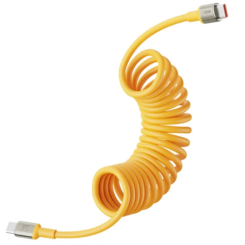 볼트미 Helix 240W PD3.1 C to C타입 코일 스프링 초고속 충전케이블, 1개, 옐로우, 1.8m