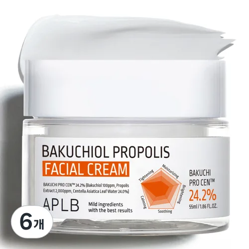 APLB 바쿠치올 프로폴리스 페이셜 크림, 55ml, 6개