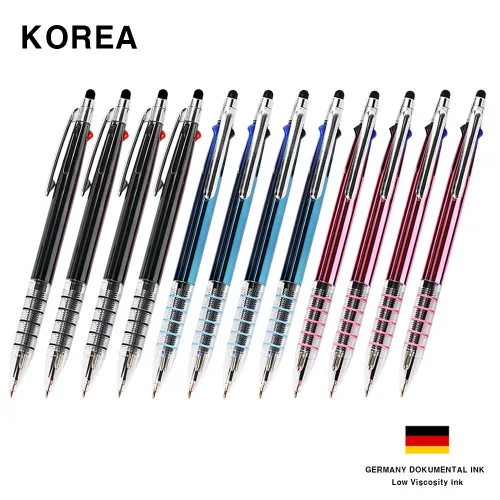 코리아 5링 니들 3색 터치펜 초저점도 독일 잉크 볼펜 0.7mm, 색상혼합, 12개