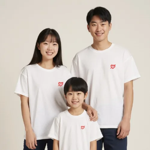 온어스샵 하트 가족티 가족사진의상 여행티셔츠 패밀리룩 반팔티 가족촬영 의상