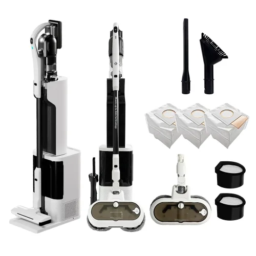 최신형 차이슨 AI 자동 충전 먼지 비움 올인원 스마트 타워 무선청소기, AI TOWER 청소기 + 물걸레키트, 화이트