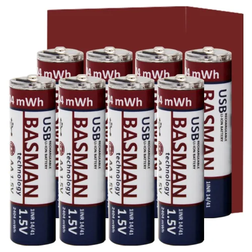 바스맨 2세대 C타입 충전식 건전지 리튬이온 배터리 AA 8개입 (1650mAh), 8개입, 1개