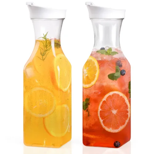 2p 워터 포트 플라스틱 물병 재사용 주스병 음료수병, 2개, 1.5L, 하얀색