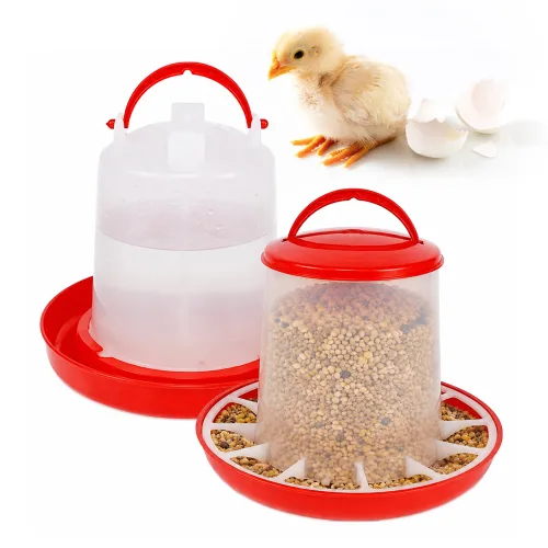 레몽크리프 병아리사료 모이통 1.5kg + 물통 1L 세트, 레드, 1세트