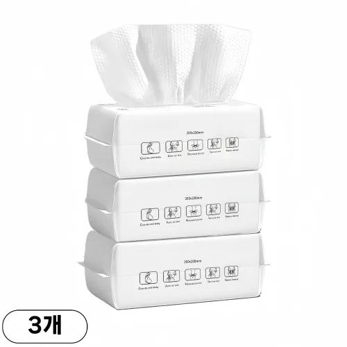 YOPENCE 일회용 페이스타올 수건대용 세면티슈, 3개, 60매입