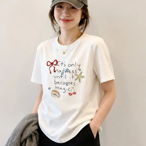 예은 순면 빈티지 일러스트 반팔 티셔츠