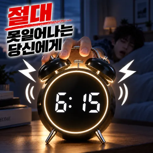 네센트 잠이 확깨는 시끄러운 알람시계 LED 자명종 탁상시계 기상 늦잠방지