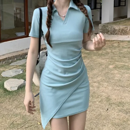 메이첼 셔링 사선 포인트 반팔 빅사이즈 pk원피스 02278