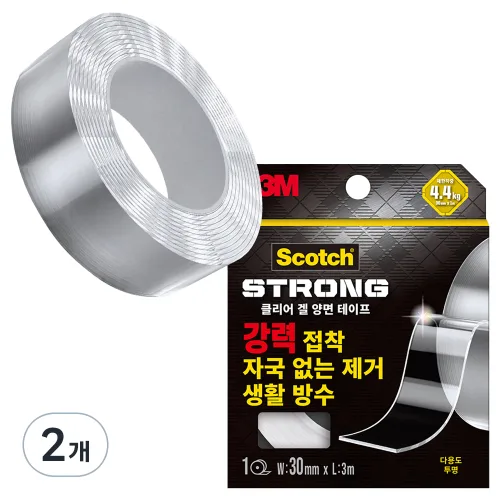 스카치 클리어 겔 양면테이프 30mm x 3m, 투명, 2개