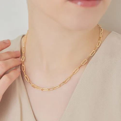 펠리체골드 14K,18K 시그니처 클립 목걸이 (M) (+선물포장) 할로우 체인 금 데일리 골드 클립 여자친구 선물 볼드 기념일