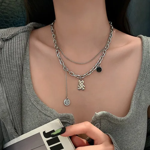 소울린느 써지컬스틸 목걸이 곰돌이 팬던트 볼드 티타늄 네크리스