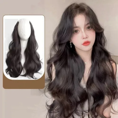 40000KM 레이어드컷 웨이브 머릿결 좋은 일체형 긴머리 붙임머리 50cm, 1개, 내추럴블랙