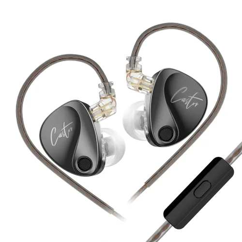Keephifi KZ Castor HIFI 유선 인이어 이어폰 IEM,조절식 음악 이어폰, 블랙