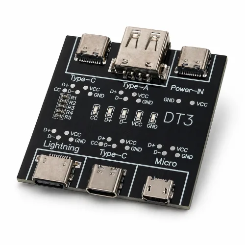 USB 케이블 테스터 DT3 테스트 보드 C타입 라이트닝 마이크로5핀 충전 진단기, 1개