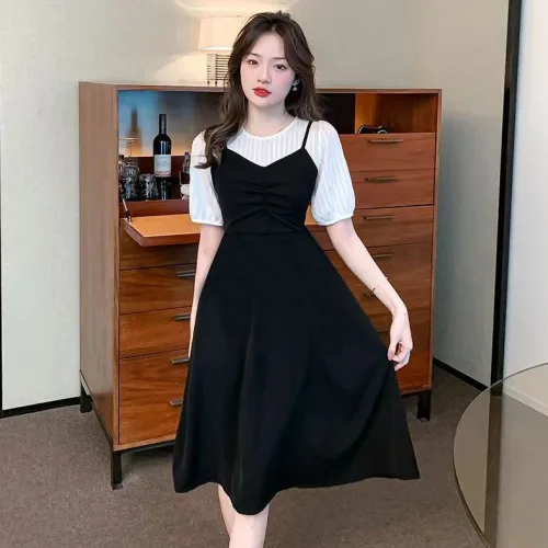 네디아 미디 원피스 페이크 투피스 반팔 빅사이즈까지