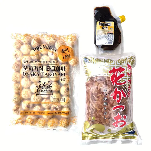 새마원 문어18% 프리미엄 오사카식 타코야끼 문어 볼 빵 1kg + 데리야끼소스 200g + 하나가쓰오 60g, 1개, 1.2kg