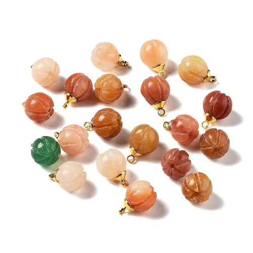 20개 천연 옥 원석 펜던트, DIY 원석비즈 팔찌 목걸이 부자재 가을 호박 모양 펜던트 10x7.5mm, 혼합색, 20개