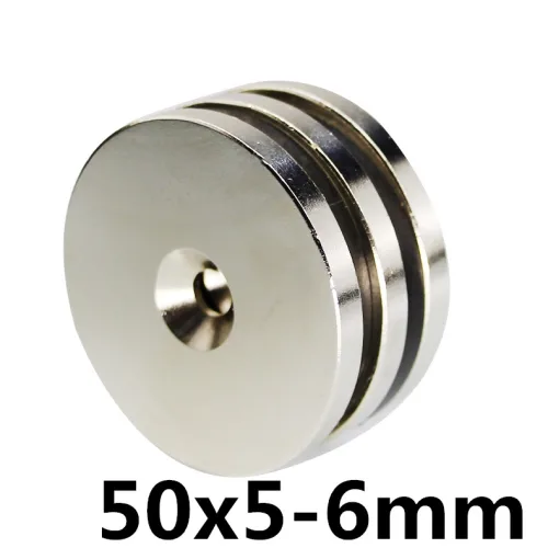 홀자석 원형 50x5-6mm 네오디움 자석, 1개