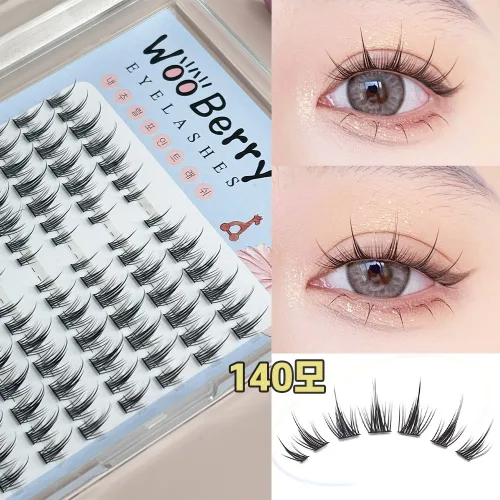 우베리 가닥속눈썹 하얀달빛 인조속눈썹 내추럴 아이돌 포인트래쉬 140모 대용량 속눈썹
