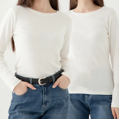 ELLE PARIS 데일리 긴팔 잔골지 기본 티셔츠 2pc set