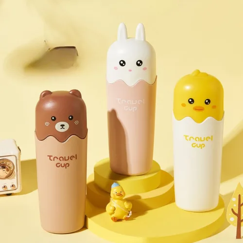 안심PP 휴대용 캐릭터 칫솔치약케이스CUP, 핑크