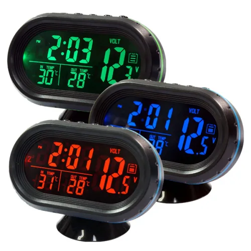 삼항LED 12V-24V 디지털시계+디지털볼트메타+디지털온도계 3개를 하나로!, 블루, 1개