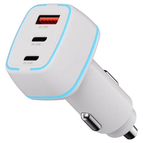 뉴클 PD 50W 3포트 차량용 시거잭 C타입 USB타입 고속 충전기, NCCC-2C1U-11-TD, 화이트