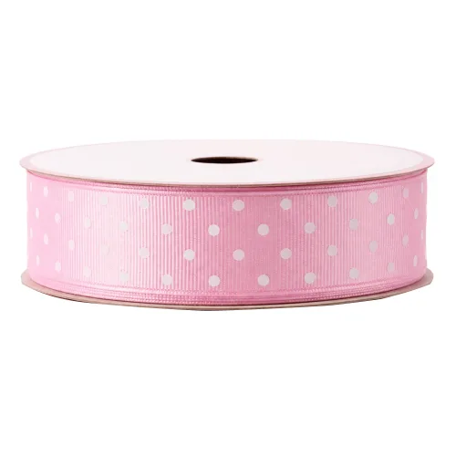 노크원 골직 땡땡이 리본 25mm x 11m, 핑크, 1개, 11m