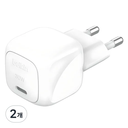 벨킨 부스트차지 USB-C PPS 30W 초소형 고속충전기 WCA008krWH, 화이트, 2개