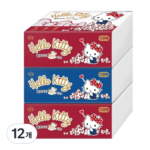 ITC 헬로키티 천연펄프 팝업티슈 3겹, 랜덤 발송, 12개, 110매