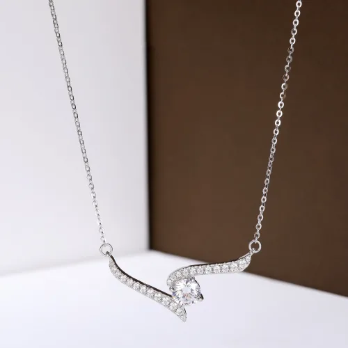 S925 실버 물결 라인 모이사나이트 목걸이 1캐럿 14K/18K 도금 우아한 데일리 선물 GRA 인증