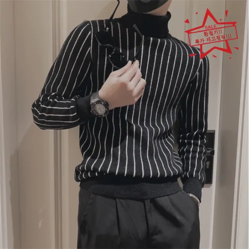 크레스티 남성 데일리 골지 니트 캐주얼 폴라 니트