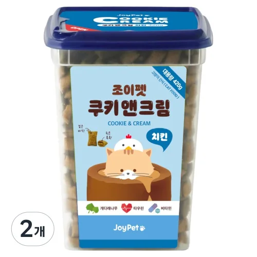 조이펫 고양이 쿠키 앤 크림 간식 메가박스, 2개, 420g, 치킨