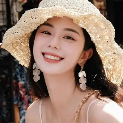 프렌치 럭셔리 자개 플라워 롱 드롭 귀걸이 바캉스룩 유니크 이어링 CFEH06
