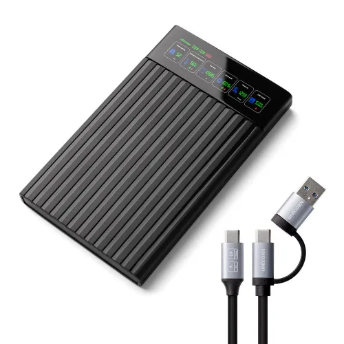 유니콘 스마트LCD 2.5인치 HDD SSD 외장하드케이스 USB3.2Gen1 A+C타입젠더 슬라이딩결합 HSD-L20, 1개, 상세 설명 참조