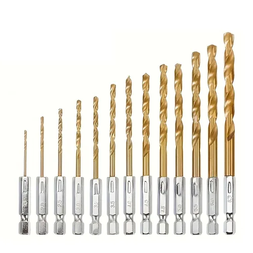 티타늄 코팅 HSS 육각 드릴비트 13종 세트 1.5-6.5mm 6.35mm 퀵체인지 전동드릴 전동드라이버용 철재 목재 플라스틱 타공