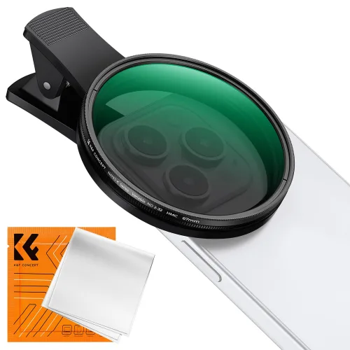 K&F CONCEPT 범용 나사식 클립형 스마트폰 카메라 렌즈 필터 키트 67mm, 1개, ND2-32