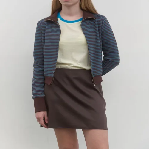 MA JOURNEE SATIN MINI SKIRT_DARK BROWN