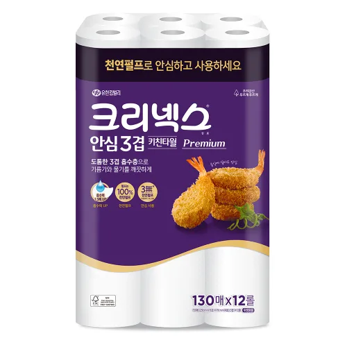 크리넥스 안심 3겹 키친타올, 12롤, 1개