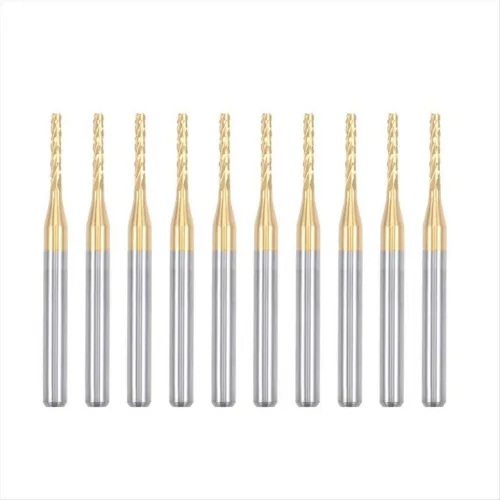 10 조각 티타늄 코트 카바이드 엔드 밀 조각 밀링 커터 CNC 라우터 비트 PCB 기계, 1/8 인치 생크 1.5Mm과 호환용