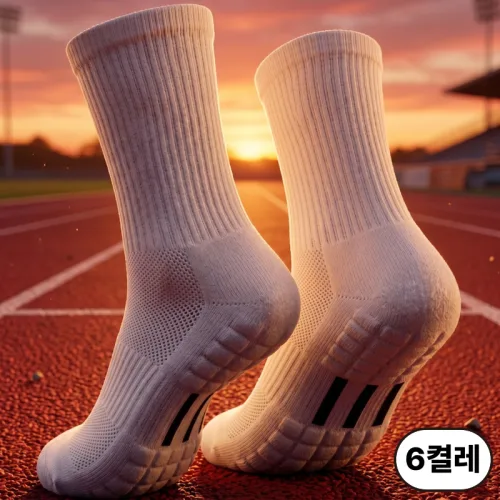 에어런 스포츠양말 마라톤 러닝 양말 장목, 6개, 장목 화이트