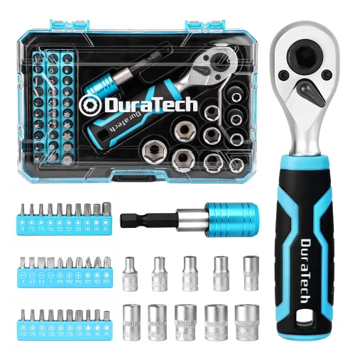 DURATECH 1/4인치 드라이브 라쳇 소켓 비트 42종 세트, 1세트, 42PCS