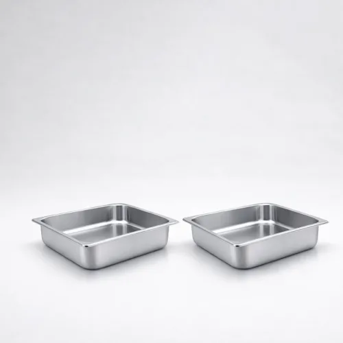 강화 스테인리스 사각 업소용 주방 냉장고 반찬 스텐밧드 견고한 바트 용기, 2개, 높이 6.5센치 본체