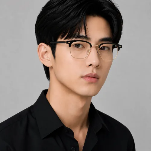 하금테 반무테 사각 메탈 남자 여자 안경 가벼운 직장인 반뿔테