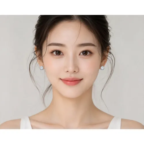 2캐럿 8mm ,1캐럿 6mm 모이사나이트 보석 스터드 귀걸이, 여성을 위한 솔리드 925 스털링 실버 D 컬러 솔리테어 파인 쥬얼리 오늘출발