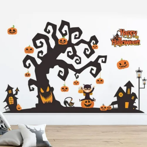 트릴리 할로윈 창문 윈도우 대형 스티커 Halloween 유령나무, 윈도우 대형 유령나무 스티커