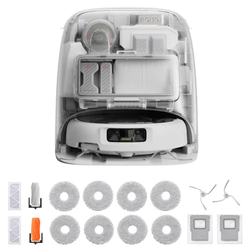DJI ROMO P 로봇청소기 + 액세서리 키트 세트, 투명 + 화이트(청소기), 단일색상(키트), CR8E
