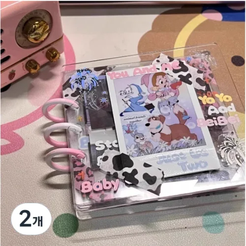 아크릴 사진 앨범 DIY 핸드메이드 포토 저널 기념책 크리에이티브 카드 페인팅 그래피티 루즈리프북 [스냅샷] 커버, 2개