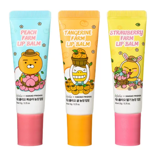 카카오프렌즈X에스폴리오 농장 립밤 3종 SET(복숭아, 딸기 ,귤)/라이언 무지 튜브